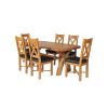 Country Oak 180cm Cross Leg Rounded Corner Table and 6 Grasmere Brown Leather Chairs - SUMMER SALE - 2