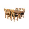 Country Oak 180cm Cross Leg Rounded Corner Table and 6 Grasmere Brown Leather Chairs - SUMMER SALE - 3