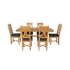 Country Oak 180cm Cross Leg Rounded Corner Table and 6 Grasmere Brown Leather Chairs - SUMMER SALE - 4