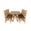 Country Oak 180cm Cross Leg Fixed Oval Table and 8 Windermere Brown Leather Chairs - 8