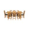 Country Oak 280cm Extending Cross Leg Square Table and 8 Grasmere Brown Leather Chairs - SUMMER SALE - 4