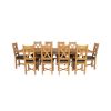 Country Oak 280cm Extending Cross Leg Square Table and 10 Grasmere Brown Leather Chairs - 5