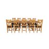 Country Oak 280cm Extending Cross Leg Square Table and 10 Grasmere Brown Leather Chairs - 6