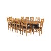 Country Oak 280cm Extending Cross Leg Square Table and 10 Windermere Brown Leather Chairs - SUMMER SALE - 4