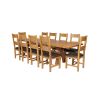 Country Oak 280cm Extending Cross Leg Square Table and 10 Chester Brown Leather Chairs - SUMMER SALE - 2