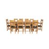 Country Oak 280cm Extending Cross Leg Square Table and 10 Chester Brown Leather Chairs - SUMMER SALE - 4