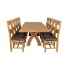 Country Oak 280cm Extending Cross Leg Square Table and 10 Chester Brown Leather Chairs - SUMMER SALE - 5