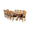 Country Oak 340cm Extending Cross Leg Oval Table and 10 Grasmere Brown Leather Chairs - SUMMER SALE - 3