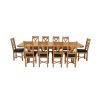 Country Oak 340cm Extending Cross Leg Oval Table and 10 Grasmere Brown Leather Chairs - SUMMER SALE - 4