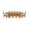 Country Oak 340cm Extending Cross Leg Oval Table and 12 Windermere Timber Seat Chairs - 5