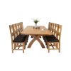 Country Oak 340cm Extending Cross Leg Oval Table and 12 Chester Brown Leather Chairs - 6 Country Oak 340cm Extending Cross Leg Oval Table and 12 Chester Brown Leather Chairs - 6