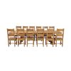 Country Oak 340cm Extending Cross Leg Oval Table and 12 Chester Timber Seat Chairs - 4