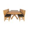 Country Oak 340cm Extending Cross Leg Square Table and 12 Grasmere Brown Leather Chairs - 4 Country Oak 340cm Extending Cross Leg Square Table and 12 Grasmere Brown Leather Chairs - 4