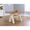 Country Oak 140cm Cream Painted X Leg Table 2 x Matching Chairs & Bench Dining Set - SUMMER SALE - 3