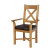 Grasmere Oak Carver Dining Chair With Brown Leather Seat -  SUMMER SALE - 4