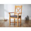 Grasmere Oak Carver Dining Chair With Brown Leather Seat -  SUMMER SALE - 2