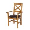 Windermere Cross Back Oak Carver Dining Chair With Brown Leather Seat - £50 OFF FLASH SALE - 3