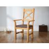 Windermere Cross Back Oak Carver Dining Chair With Brown Leather Seat - £50 OFF FLASH SALE - 2