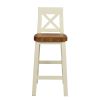 Billy Cross Back Cream Painted Assembled Bar Stool Solid Oak Seat - £60 OFF PRE ORDER SALE - 6
