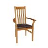 Chelsea Solid Oak Brown Leather Assembled Carver Dining Chair - SUMMER SALE - 7