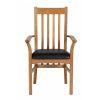 Chelsea Solid Oak Brown Leather Assembled Carver Dining Chair - SUMMER SALE - 4