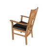 Chelsea Solid Oak Brown Leather Assembled Carver Dining Chair - SUMMER SALE - 5