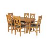 Country Oak 140cm X Leg Oval Table 4 Grasmere Brown Leather Chairs and 2 Matching Carvers - SUMMER SALE - 4