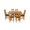 Country Oak 140cm X Leg Oval Table 4 Grasmere Brown Leather Chairs and 2 Matching Carvers - SUMMER SALE - 3