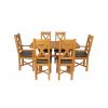 Country Oak 140cm X Leg Oval Table 4 Grasmere Brown Leather Chairs and 2 Matching Carvers - SUMMER SALE - 5