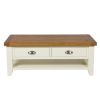 Country Cottage Cream Painted Large 4 Drawer Oak Coffee Table With Shelf - SUMMER SALE - 7