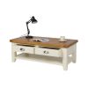 Country Cottage Cream Painted Large 4 Drawer Oak Coffee Table With Shelf - SUMMER SALE - 8
