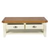 Country Cottage Cream Painted Large 4 Drawer Oak Coffee Table With Shelf - SUMMER SALE - 10