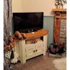 Country Cottage Cream Painted 2 Door Assembled Corner Oak TV Unit - £40 OFF SUMMER SALE - 2