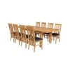 Country Oak 280cm Standard Leg Extending Table 8 Chelsea Brown Leather Chair Set - SUMMER SALE - 5
