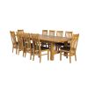 Chateaux 340cm Double Extending Solid Oak Table 10 Chelsea Brown Leather Oak Chair Set - SUMMER SALE - 6