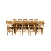 Monastery 300cm Double Extending Solid Oak Table 10 Chelsea Brown Leather Oak Chair Set - SUMMER SALE - 7