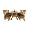 Monastery 300cm Double Extending Solid Oak Table 10 Chelsea Brown Leather Oak Chair Set - SUMMER SALE - 9