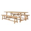 Doveridge 220cm Whitewash Limed Oak Large Trestle Dining Bench - £90 OFF SUMMER SALE - 3
