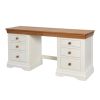 Farmhouse Country Oak Cream Painted Large Double Pedestal Dressing Table / Desk - SUMMER SALE - 8