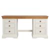 Farmhouse Country Oak Cream Painted Large Double Pedestal Dressing Table / Desk - SUMMER SALE - 9