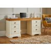 Farmhouse Country Oak Cream Painted Large Double Pedestal Dressing Table / Desk - SUMMER SALE - 3