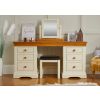 Farmhouse Country Oak Cream Painted Large Double Pedestal Dressing Table / Desk - SUMMER SALE - 4