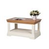 Farmhouse Cream Painted Oak Coffee Table with Shelf - SUMMER SALE - 6
