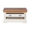 Farmhouse Cream Painted Oak Coffee Table with Drawers - SUMMER SALE - 9