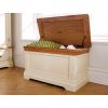 Farmhouse Country Oak Cream Painted Storage Blanket Box - SUMMER SALE - 2