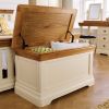 Farmhouse Country Oak Cream Painted Storage Blanket Box - SUMMER SALE - 4