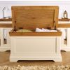 Farmhouse Country Oak Cream Painted Storage Blanket Box - SUMMER SALE - 8