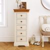 Farmhouse Country Oak Cream Painted 5 Drawer Tallboy Chest of Drawers - £20 OFF SUMMER SALE - 3