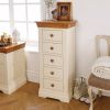 Farmhouse Country Oak Cream Painted 5 Drawer Tallboy Chest of Drawers - £20 OFF SUMMER SALE - 2 Farmhouse Country Oak Cream Painted 5 Drawer Tallboy Chest of Drawers - £20 OFF SUMMER SALE - 2