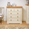 Farmhouse Country Oak Cream Painted 2 Over 3 Chest of Drawers - SUMMER SALE - 3